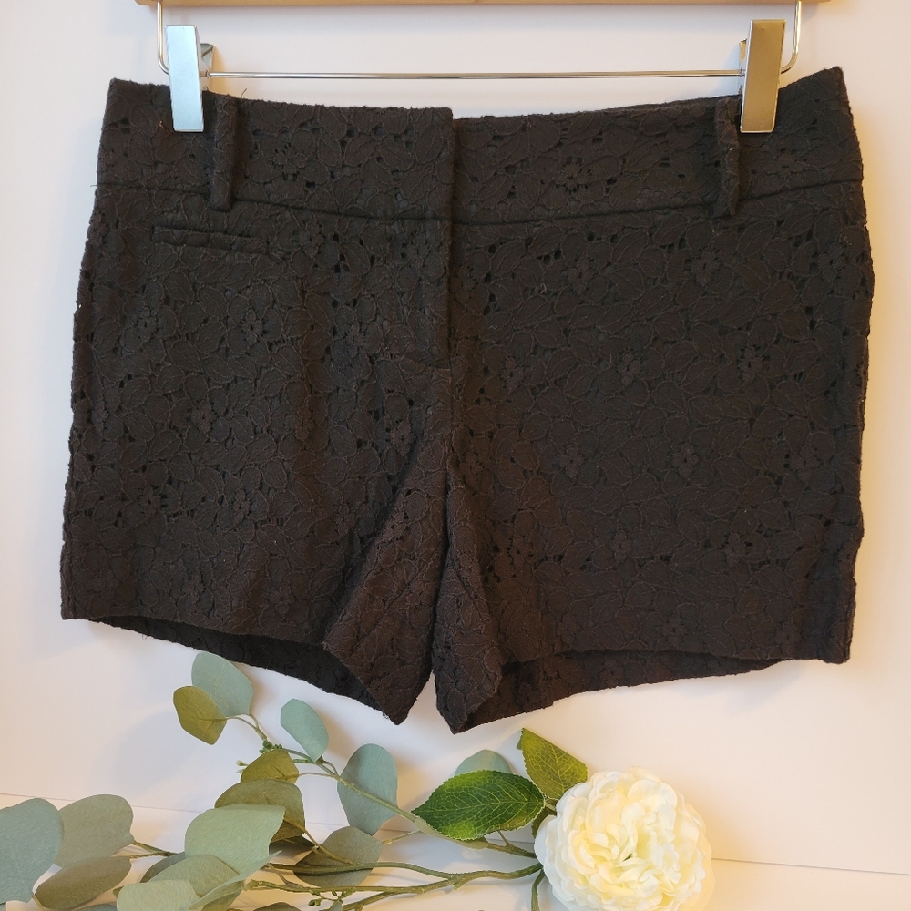 Ann Taylor Loft black floral lace shorts
